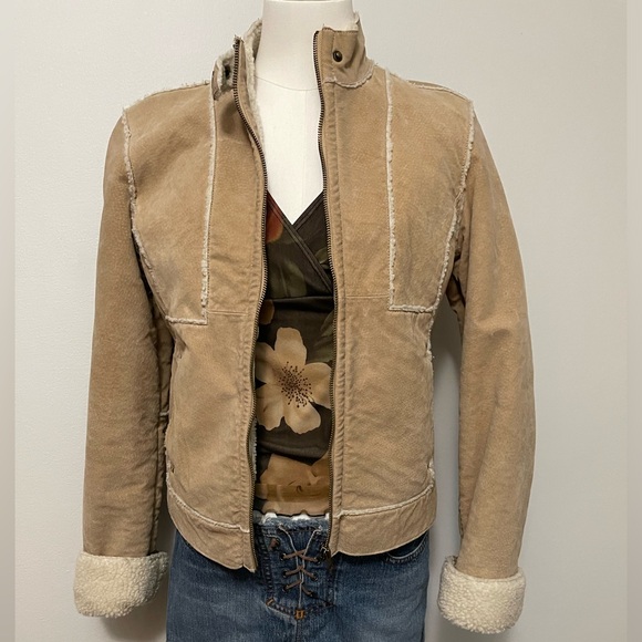 True Y2K Vintage leather faux shearling lined moto jacket - Picture 1 of 5